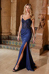 Nox Anabel H1667 Stretch Satin Beaded Sweetheart Neck Dress
