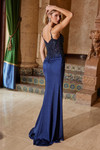 Nox Anabel H1667 Stretch Satin Beaded Sweetheart Neck Dress