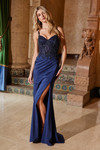 Nox Anabel H1667 Stretch Satin Beaded Sweetheart Neck Dress