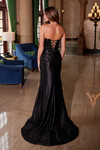 Nox Anabel C1630 Stretch Satin Glitter Strapless Prom Dress