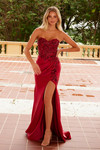 Nox Anabel C1630 Stretch Satin Glitter Strapless Prom Dress