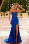 Nox Anabel C1630 Stretch Satin Glitter Strapless Prom Dress