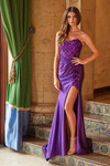 Nox Anabel C1630 Stretch Satin Glitter Strapless Prom Dress