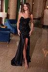 Nox Anabel C1630 Stretch Satin Glitter Strapless Prom Dress