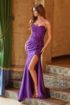 Nox Anabel C1630 Stretch Satin Glitter Strapless Prom Dress