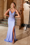 Nox Anabel H1683 Stretch Satin V-neckline Sleeveless Dress