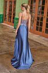 Nox Anabel G1660 Stretch Satin Sheer Boned Floral Prom Dress