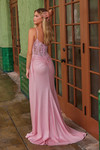 Nox Anabel H1671 Stretch Satin Sweetheart Sheer Prom Dress