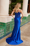 Nox Anabel R1691 Embroidered Sheer Corset V-neck Prom Dress