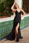 Nox Anabel R1691 Embroidered Sheer Corset V-neck Prom Dress