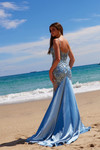 Nox Anabel E1532 Stretch Satin Sequin Boned Waist Prom Dress