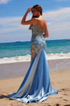 Nox Anabel E1532 Stretch Satin Sequin Boned Waist Prom Dress