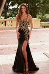 Nox Anabel C1613 Flower Applique Spaghetti Straps Prom Dress