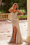 Nox Anabel C1625 Satin Sequin Glitter Sleeveless Prom Dress