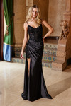 Nox Anabel C1625 Satin Sequin Glitter Sleeveless Prom Dress
