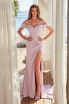 Nox Anabel Y1483 Satin Off-shoulder Boned Waist Prom Dress