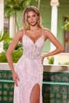 Nox Anabel C1612 Beaded Boned Waist Spaghetti Straps Dress