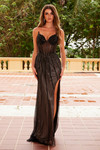 Nox Anabel F1569 Fully Beaded V-neckline Strapless Prom Gown
