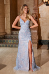 Nox Anabel C1624 Embroidered Tulle V-neck Sleeveless Dress