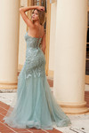 Nox Anabel R1717 Tulle Sequin Embellished Deep V-neck Dress