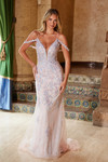 Nox Anabel D1578 Tulle Sequin Embroidery Plunged Neck Dress