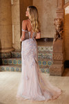 Nox Anabel D1578 Tulle Sequin Embroidery Plunged Neck Dress