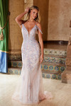 Nox Anabel D1578 Tulle Sequin Embroidery Plunged Neck Dress