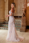 Nox Anabel D1578 Tulle Sequin Embroidery Plunged Neck Dress
