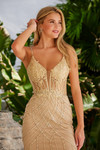 Nox Anabel R1715 Beaded Embellished V-Neck Fitted Dress