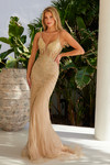 Nox Anabel R1715 Beaded Embellished V-Neck Fitted Dress