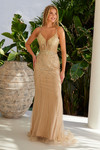 Nox Anabel R1715 Beaded Embellished V-Neck Fitted Dress