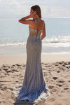 Nox Anabel R1715 Beaded Embellished V-Neck Fitted Dress