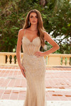 Nox Anabel A1586 Beaded Tulle Sheer Boned Waistline Dress