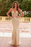 Nox Anabel A1586 Beaded Tulle Sheer Boned Waistline Dress