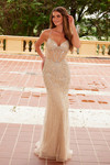 Nox Anabel A1586 Beaded Tulle Sheer Boned Waistline Dress
