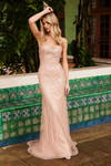 Nox Anabel C1607 Sequin Tulle Beaded Spaghetti Straps Dress