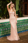 Nox Anabel C1607 Sequin Tulle Beaded Spaghetti Straps Dress