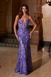 Nox Anabel A1583 Fully Sequin Tulle V-neck Sleeveless Gown
