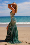 Nox Anabel E1530 Beaded Sequin V-neck Sleeveless Prom Gown