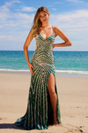 Nox Anabel E1530 Beaded Sequin V-neck Sleeveless Prom Gown