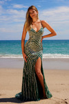 Nox Anabel E1530 Beaded Sequin V-neck Sleeveless Prom Gown