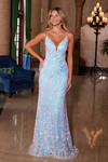 Nox Anabel A1587 Sequined Tulle V-Neck Sleeveless Prom Dress