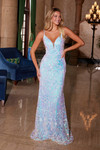 Nox Anabel A1587 Sequined Tulle V-Neck Sleeveless Prom Dress
