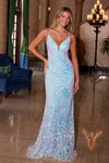 Nox Anabel A1587 Sequined Tulle V-Neck Sleeveless Prom Dress