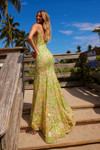 Nox Anabel Q1540 Floral Sequin Tulle V-Neck Sleeveless Dress