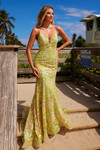 Nox Anabel Q1540 Floral Sequin Tulle V-Neck Sleeveless Dress