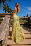 Nox Anabel Q1540 Floral Sequin Tulle V-Neck Sleeveless Dress