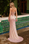 Nox Anabel G1656 Sequin Sheer Boned Plunging V-neck Dress