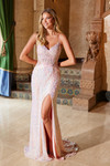 Nox Anabel G1655 Sequin Sheer Boned Plunging V-neck Dress