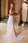 Nox Anabel G1655 Sequin Sheer Boned Plunging V-neck Dress